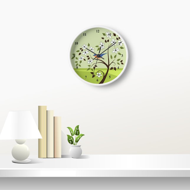 Bluebird in Baumlandschaftsuhren Uhr (Von Creator hochgeladen)