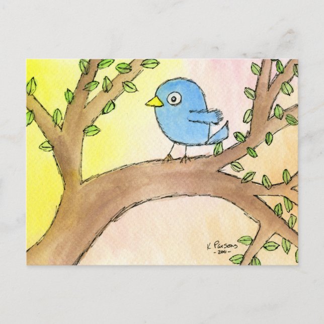 Bluebird in einem Baum Postkarte (Vorderseite)