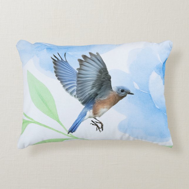Bluebird In Flight Pillow Dekokissen (Vorderseite)