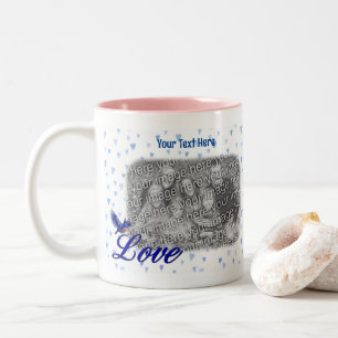 Bluebird Liebe Blue Hearts Rahmen hinzufügen Ihr F Zweifarbige Tasse