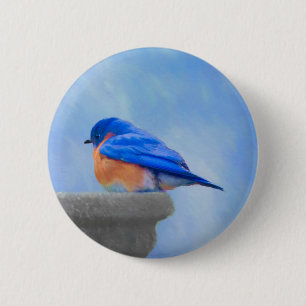 Bluebird-Malerei - Original Bird Art Button