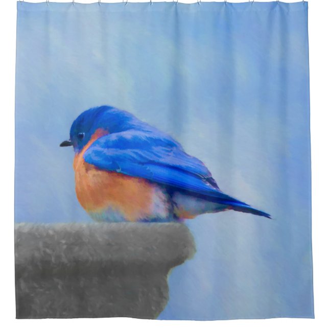 Bluebird-Malerei - Original Bird Art Duschvorhang (Vorderseite)
