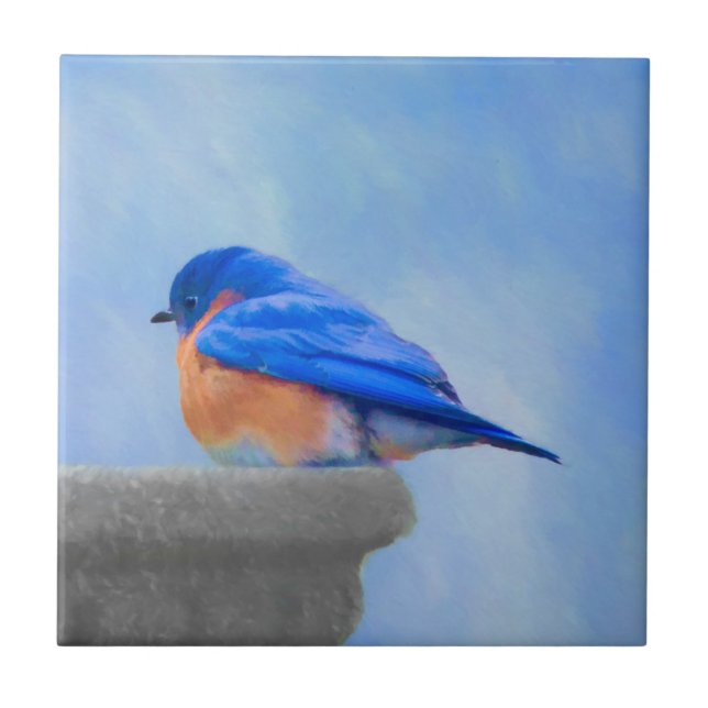 Bluebird-Malerei - Original Bird Art Fliese (Vorderseite)