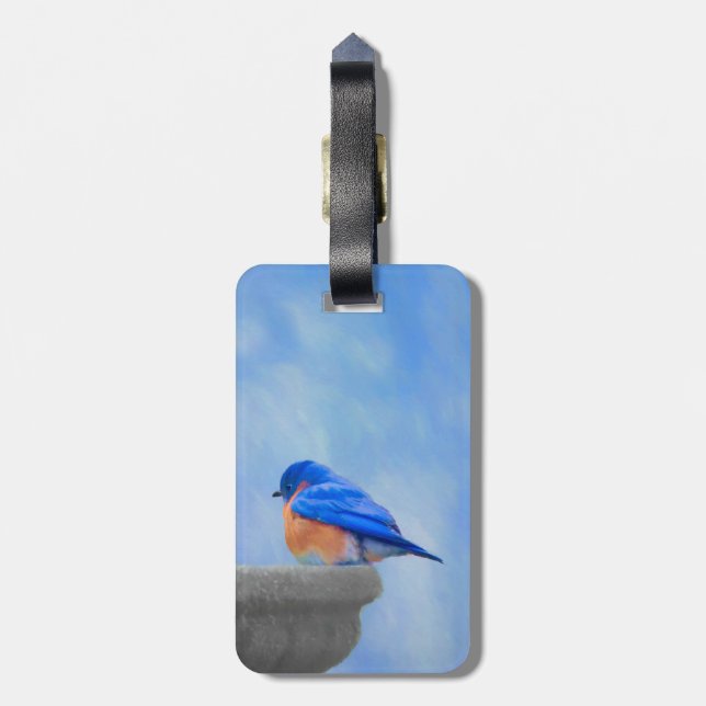 Bluebird-Malerei - Original Bird Art Gepäckanhänger (Rückseite vertikal)