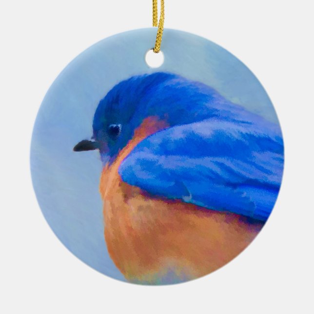 Bluebird-Malerei - Original Bird Art Keramikornament (Vorne)
