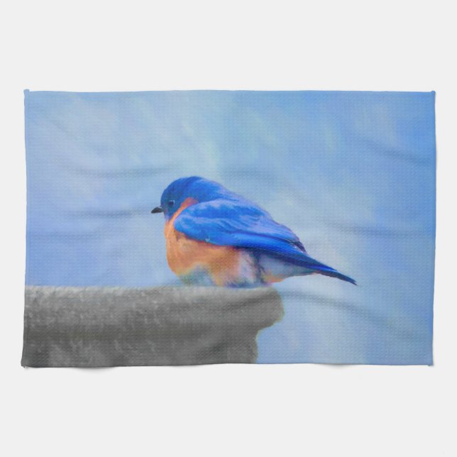 Bluebird-Malerei - Original Bird Art Küchentuch (Horizontal)