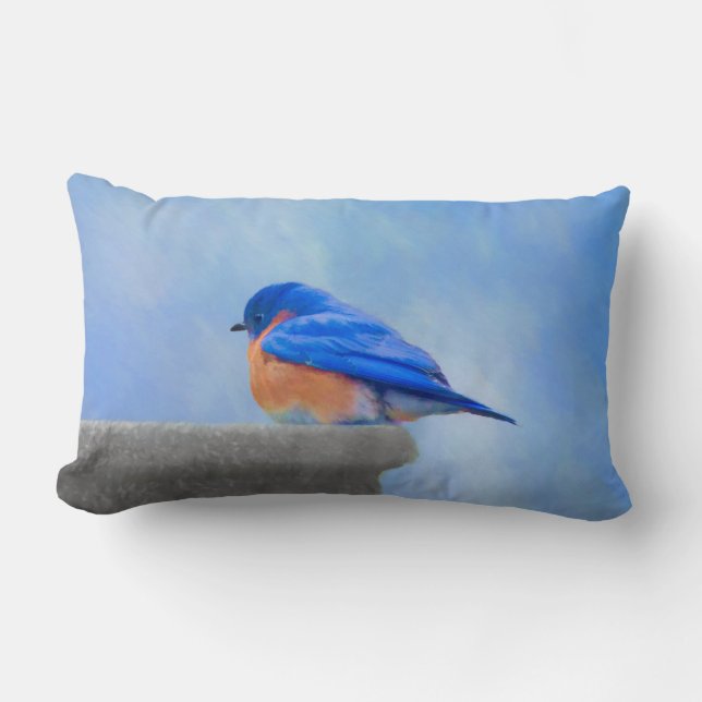 Bluebird-Malerei - Original Bird Art Lendenkissen (Vorderseite)