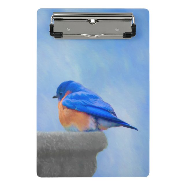 Bluebird-Malerei - Original Bird Art Mini Klemmbrett (Vorderseite)