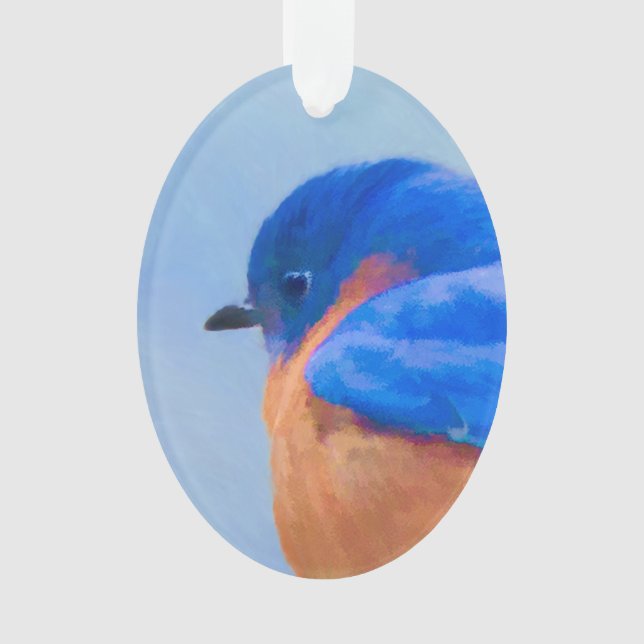 Bluebird-Malerei - Original Bird Art Ornament (Vorderseite)