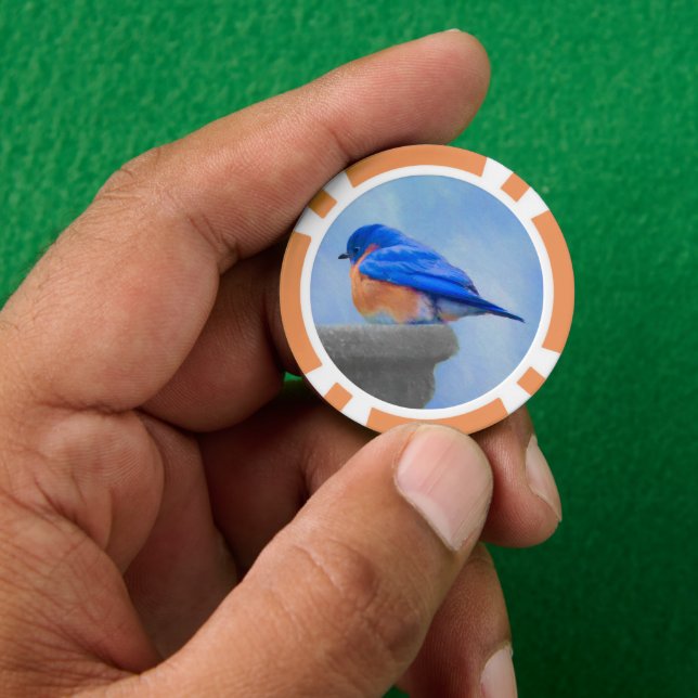 Bluebird-Malerei - Original Bird Art Pokerchips (Hand)