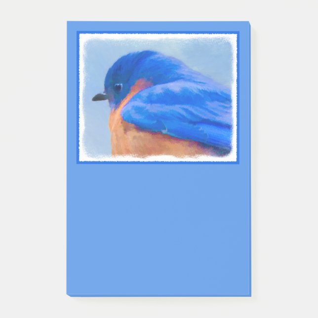 Bluebird-Malerei - Original Bird Art Post-it Klebezettel (Vorderseite)