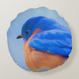 Bluebird-Malerei - Original Bird Art Rundes Kissen