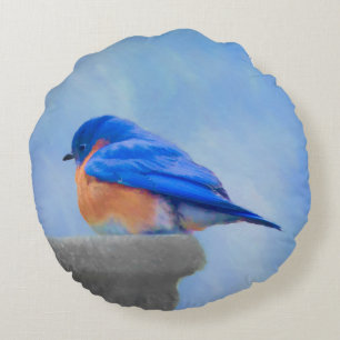 Bluebird-Malerei - Original Bird Art Rundes Kissen
