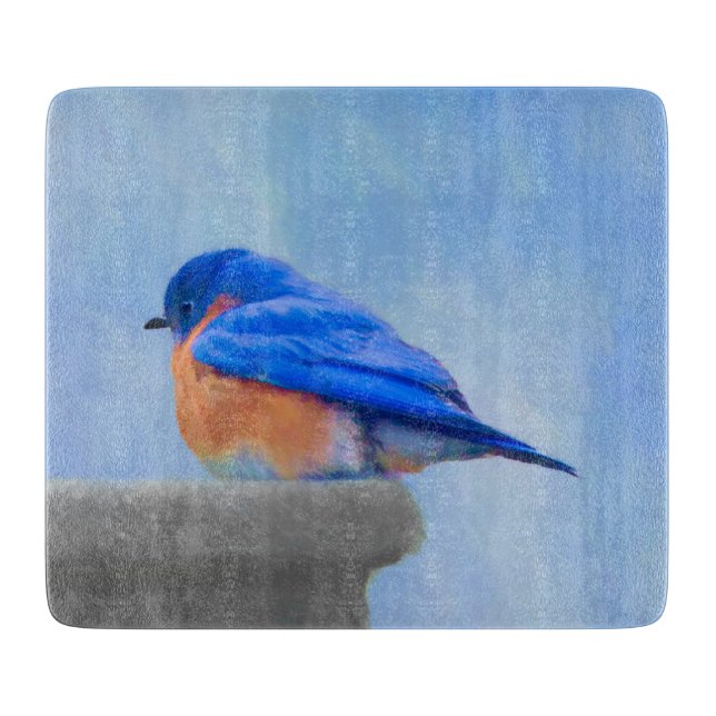 Bluebird-Malerei - Original Bird Art Schneidebrett (Vorderseite)
