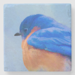 Bluebird-Malerei - Original Bird Art Steinuntersetzer
