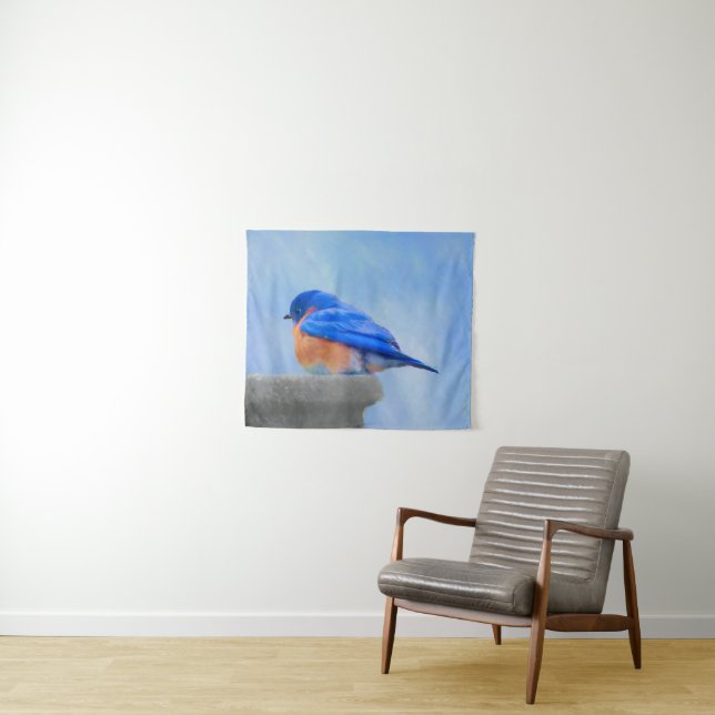 Bluebird-Malerei - Original Bird Art Wandteppich (Beispiel (Horizontal))
