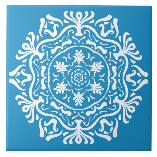 Bluebird Mandala Fliese (Vorderseite)