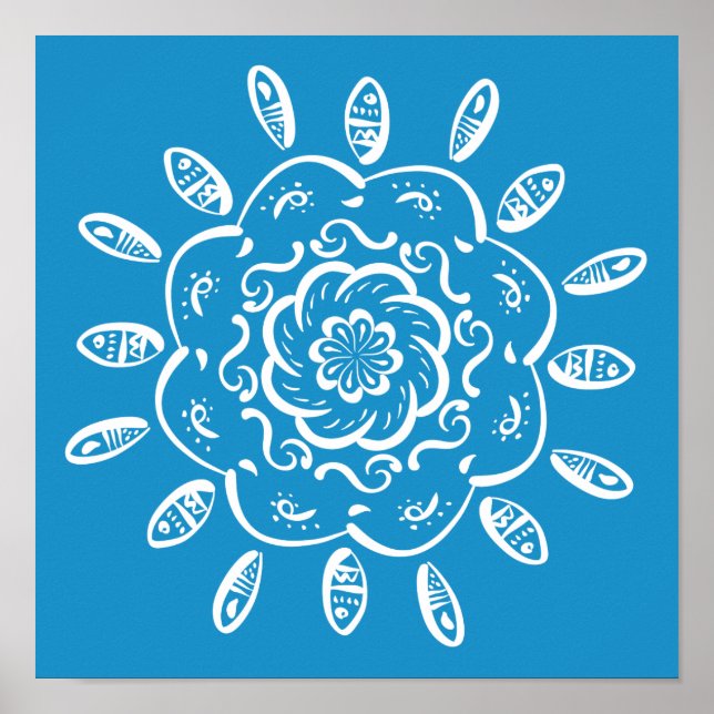 Bluebird Mandala Poster (Vorne)
