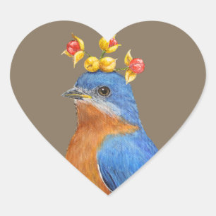 Bluebird mit Bitterkleben Herz-Aufkleber
