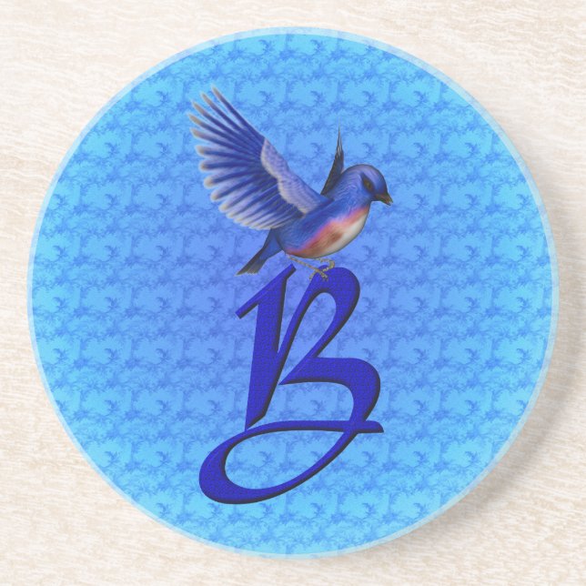 Bluebird Monogram Anfangs B Elegant Getränkeuntersetzer (Vorne)