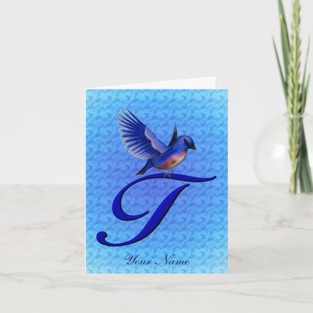 Bluebird Monogram Anfangsbuchstabe T Personalisier (Vorderseite)
