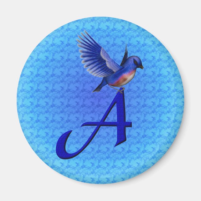 Bluebird Monogram Initial A Magnet (Vorne)