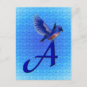 Bluebird Monogram Initial A Postkarte