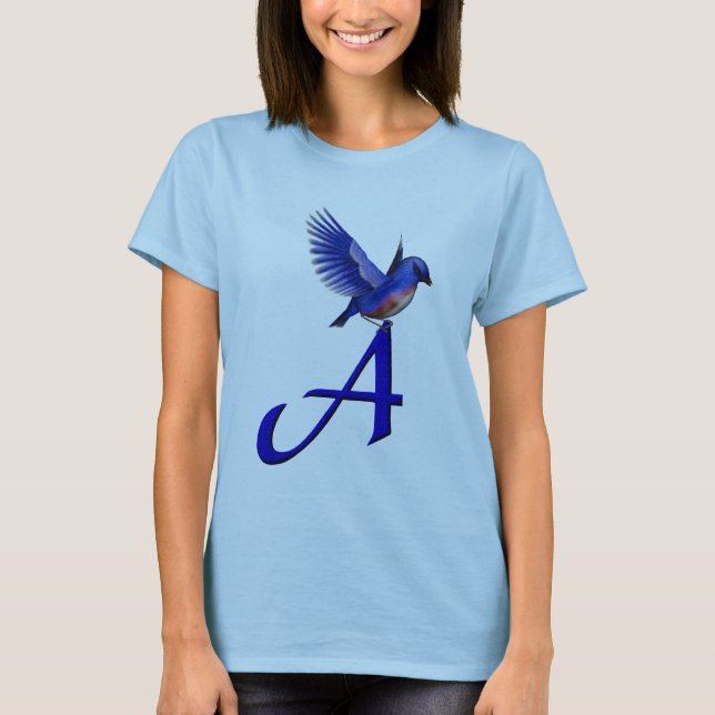 Bluebird Monogram Initial A T-Shirt (Vorderseite)