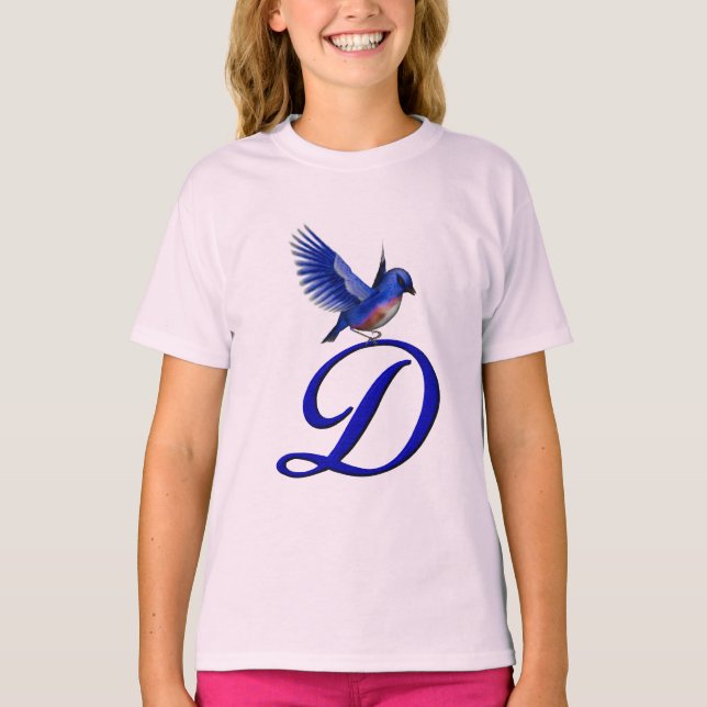 Bluebird Monogram Initial D Elegant T-Shirt (Vorderseite)