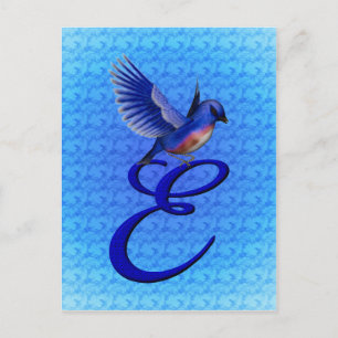Bluebird Monogram Initial E Elegant Postkarte