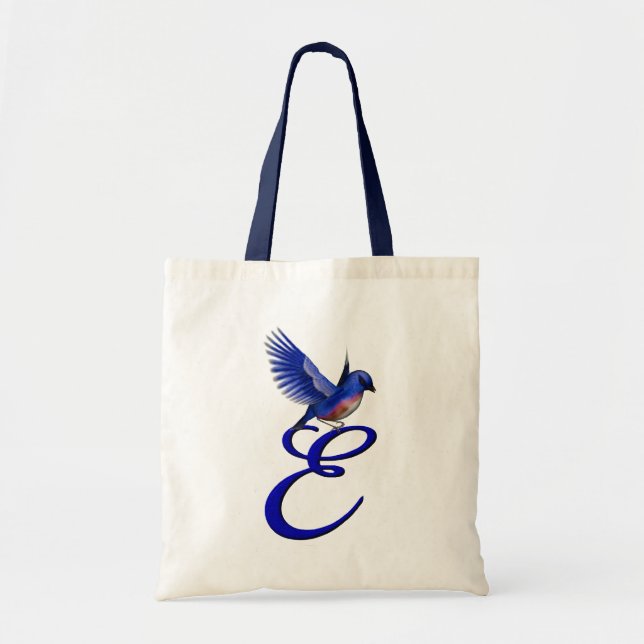 Bluebird Monogram Initial E Elegant Tragetasche (Vorne)