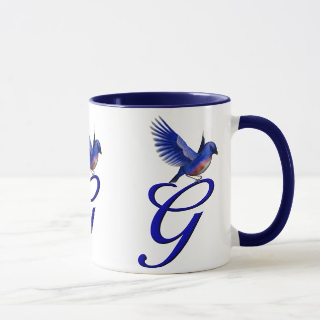 Bluebird Monogram Initial G Elegant Tasse (Rechts)