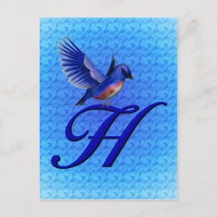 Bluebird Monogram Initial H Elegant Postkarte
