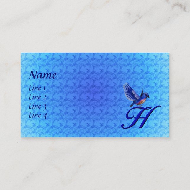 Bluebird Monogram Initial H Elegant Visitenkarte (Vorderseite)