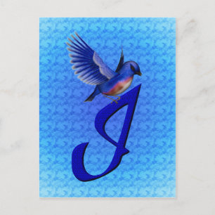 Bluebird Monogram Initial I Elegant Postkarte