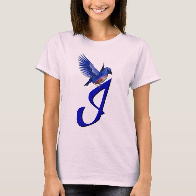 Bluebird Monogram Initial I Elegant T-Shirt (Vorderseite)