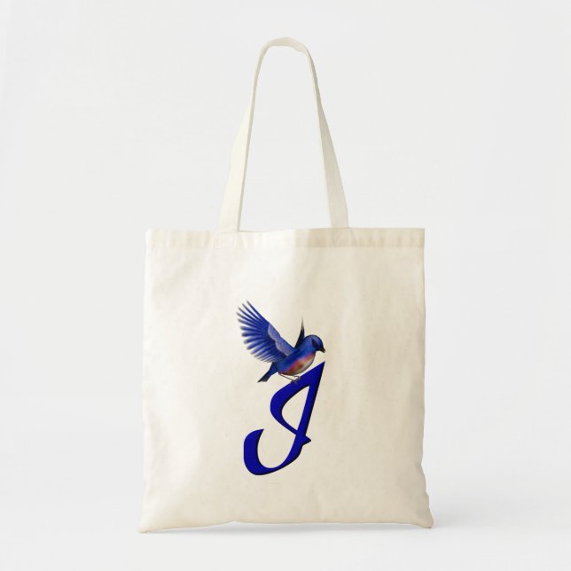 Bluebird Monogram Initial I Elegant Tragetasche (Vorne)