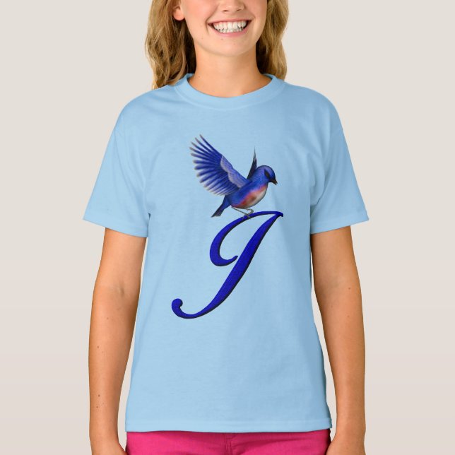 Bluebird Monogram Initial J Elegant  T-Shirt (Vorderseite)