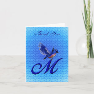 Bluebird Monogram Initial M Elegant Dankeskarte