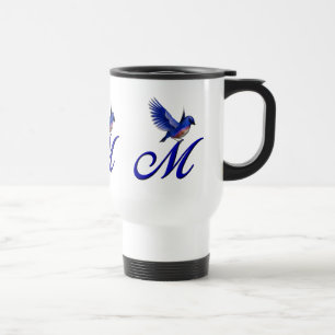 Bluebird Monogram Initial M Elegant Reisebecher