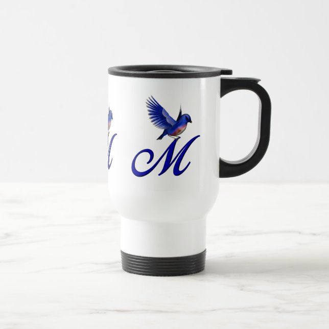 Bluebird Monogram Initial M Elegant Reisebecher (Rechts)