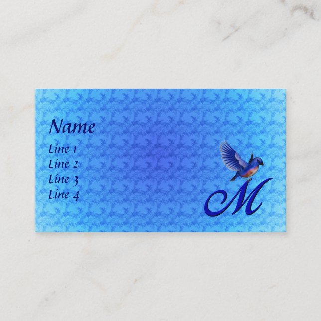 Bluebird Monogram Initial M Elegant Visitenkarte (Vorderseite)