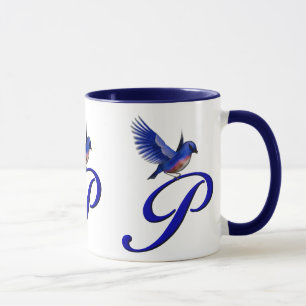 Bluebird Monogram Initial P Elegant Tasse