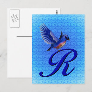Bluebird Monogram Initial R Elegant Postkarte