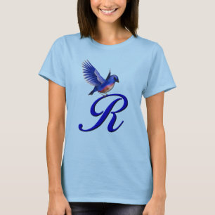 Bluebird Monogram Initial R Elegant T-Shirt