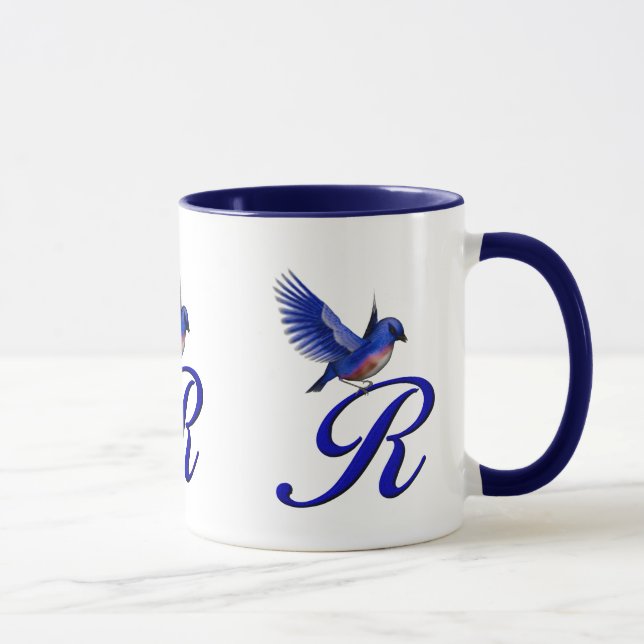 Bluebird Monogram Initial R Elegant Tasse (Rechts)