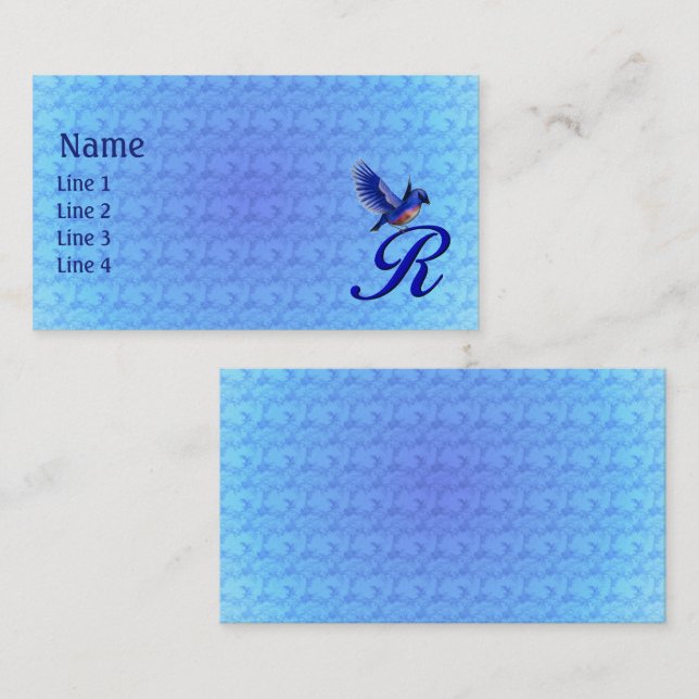 Bluebird Monogram Initial R Elegant Visitenkarte (Vorne/Hinten)