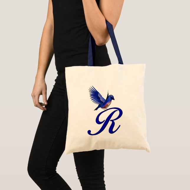 Bluebird Monogram Initial R Tragetasche (Vorderseite (Produkt))