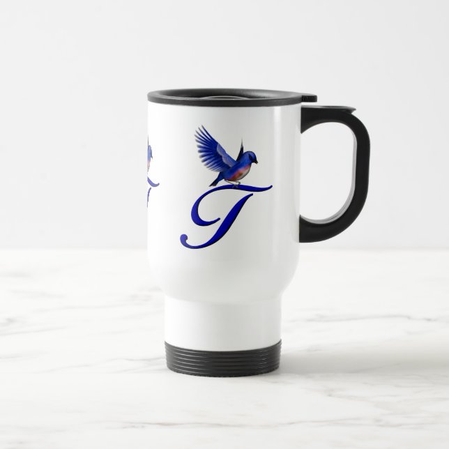Bluebird Monogram Initial T Elegant Reisebecher (Rechts)
