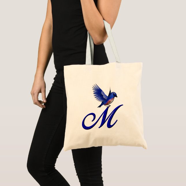 Bluebird Monogram Initial Tragetasche (Vorderseite (Produkt))